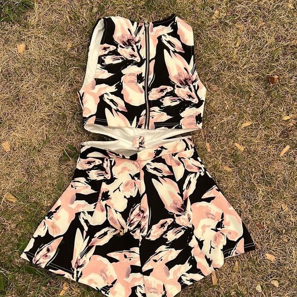 Pink + Black Medium Floral Revamped Romper - Picture 3 of 3